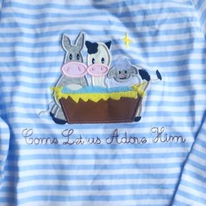 Blue striped Christmas long sleeve shirt size 5